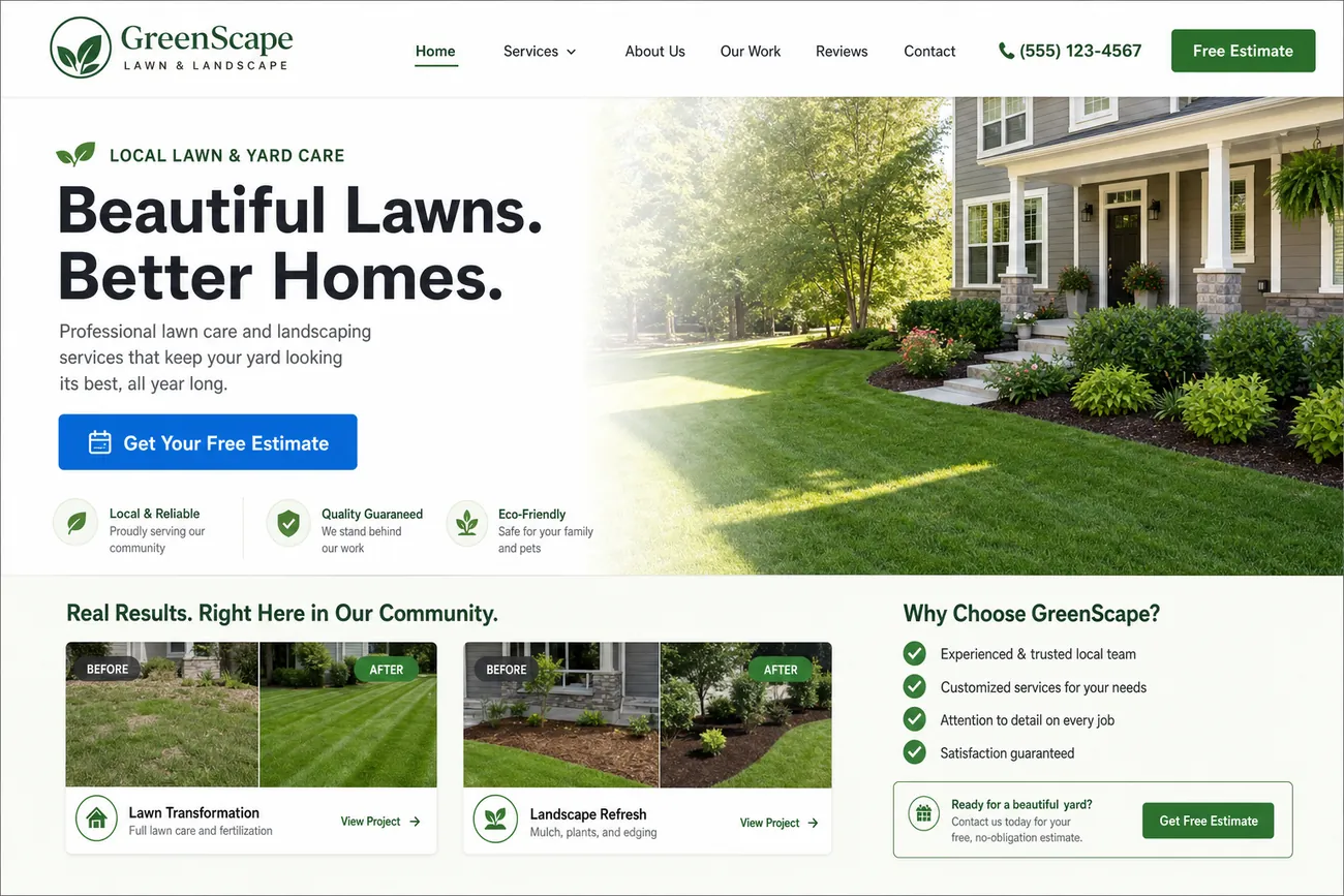 Example of a well-maintained local landscaping business website