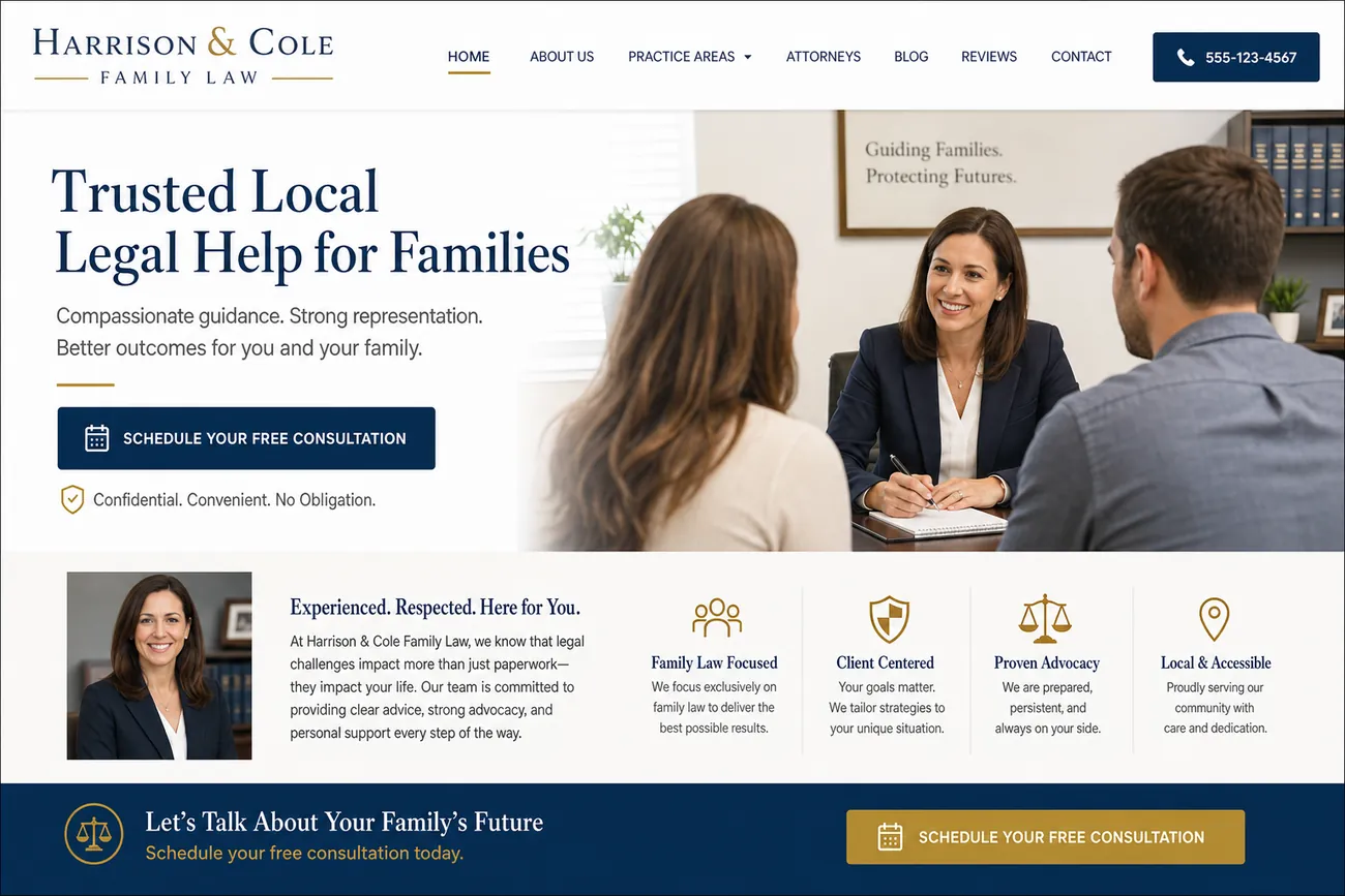 Example family law firm website homepage